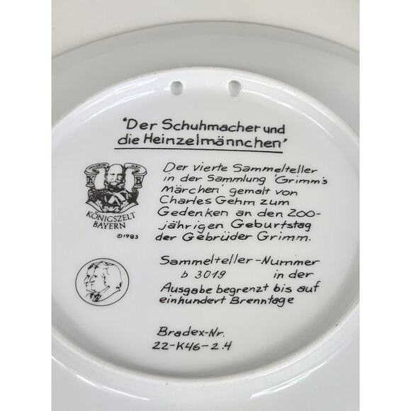 Grimm's Fairy Tales Elf Shoemaker Year 1983 Porcelain 7 3/4" Plate Wall Decor - Picture 13 of 14